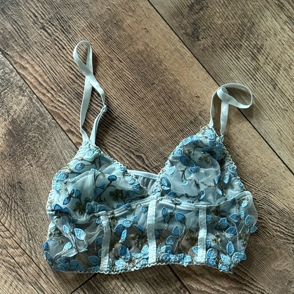 SHEIN Blue Floral‎ Corset Top